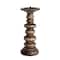 Hello Honey® 9" Natural Carved Wood Pillar Candle Holder